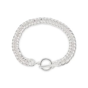 August Woods Silver Curb Chain T-Bar Bracelet – 19cm