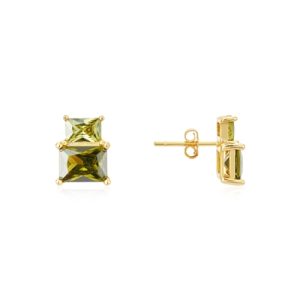 Argento Gold and Inexperienced Gemstone Earrings – Gold