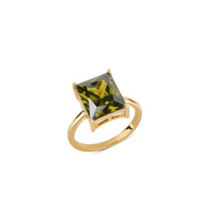 Argento Gold and Inexperienced Gemstone Ring – Ring Measurement 58 Gold