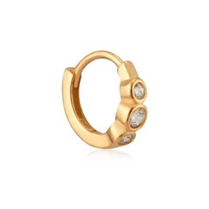 Argento Gold Triple CZ Unmarried Hoop Earring – Gold
