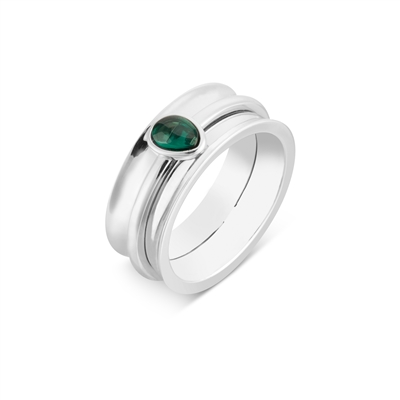 Argento Silver Inexperienced Stone Tranquil Ring - Ring Measurement 50 Silver