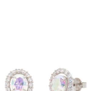 Kate Spade New York Silver Horizontal Oval Halo Studs – Silver