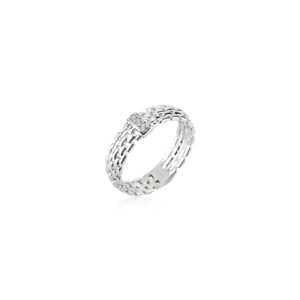 Argento Silver Textured CZ Bar Ring – Ring Measurement 60 Silver