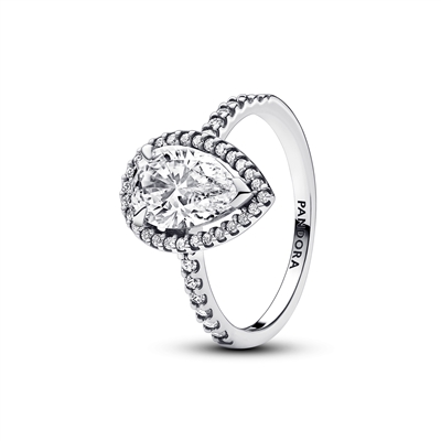 Pandora Silver Glowing Pear Halo Ring - 48 Pandora Ring
