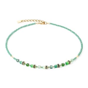 Coeur De Lion Gold Inexperienced Mini Cubes Necklace – Silver