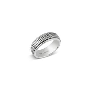Argento Silver Mens Textured Spinner Ring – Ring Measurement 64 Silver