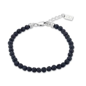 Over & Over Silver Stainless Metal Black Beaded Bracelet – Silver