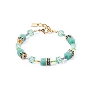 Coeur De Lion Gold Cushy Inexperienced Cubes Bracelet – Gold