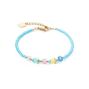 Coeur De Lion Gold Turquoise Crystal Petite Cubes Bracelet – Gold