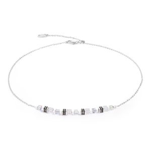 Coeur De Lion Silver Transparent Mini Cubes Necklace