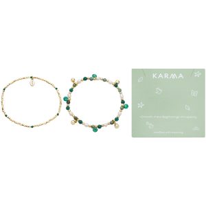 Karma Gold Inexperienced Charms Bracelets Set – Gold