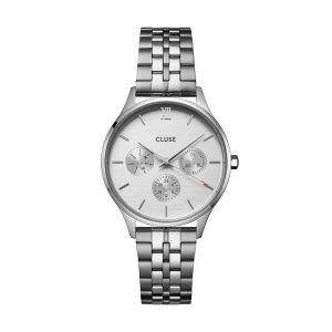 CLUSE Silver Minuit Multifunction Watch – Silver