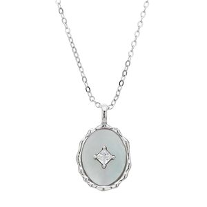 Argento Silver Mom of Pearl Oval Pendant Necklace – Silver
