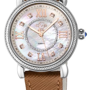 Gv2 Womens Marsala Diamond Swiss Quartz Genuine Beige Saffiano Vegan Leather Watch – Tan – One Size