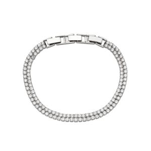 August Woods Silver Crystal Move Double Row Bracelet – Silver
