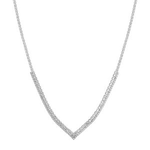 August Woods Silver V Crystal Remark Necklace – Silver