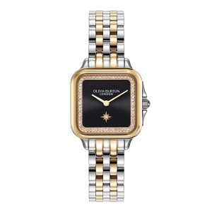 Olivia Burton Grosvenor North Celebrity Silver Black Watch