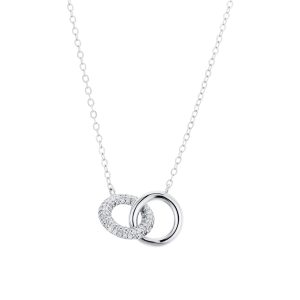 Argento Silver Circle Hyperlink Pavé Necklace – Silver