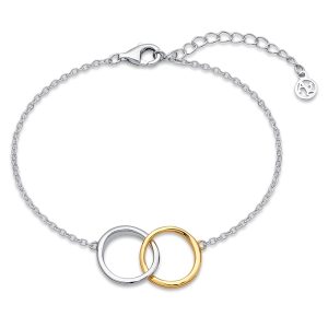 Argento Silver Two Tone Circle Hyperlink Bracelet – Silver