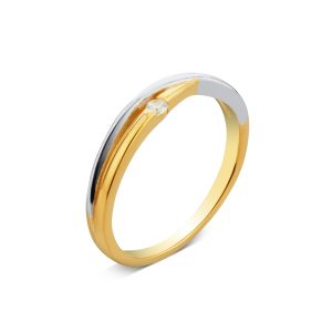 Argento Silver Two Tone Overlap Crystal Ring – 54