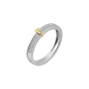Argento Silver Two Tone Pave Crystal Ring – 58