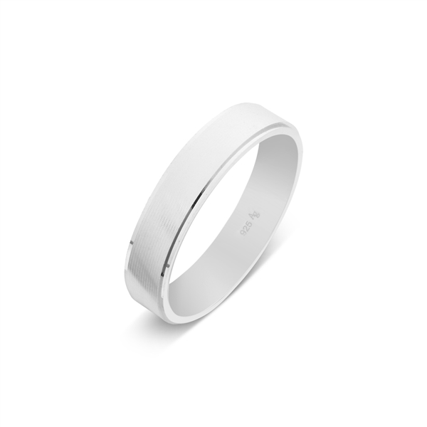 Argento Silver Brushed Silver Band Ring - 64