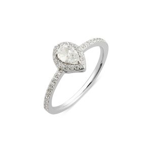 Argento Silver Pear Halo Sublime Ring – 50