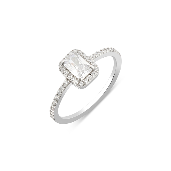 Argento Silver Radiant Halo Chic Ring - 48