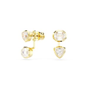Swarovski Imber Gold Tone Combined Cuts Asymmetrical Jacket Earrings