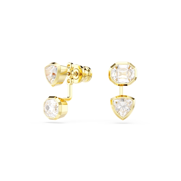 Swarovski Imber Gold Tone Combined Cuts Asymmetrical Jacket Earrings