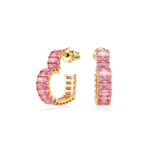 Swarovski Matrix Gold Center Form Purple Baguette Crystal Hoop Earrings