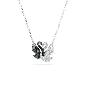 Swarovski Swan Rhodium Plated Black White Blended Lower Necklace