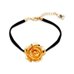 August Woods Gold and Black Wire Floral Bracelet – Gold