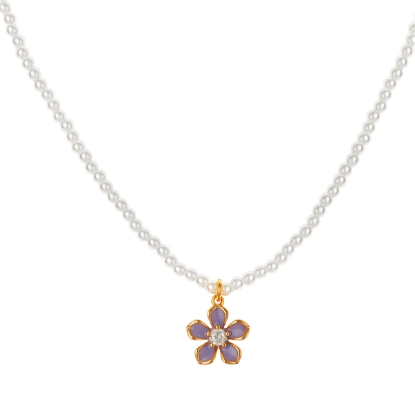 August Woods Gold Lilac Floral Pearl Necklace