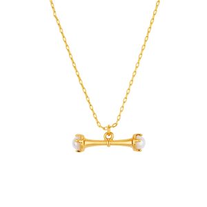 August Woods Gold Pearl Finish T-Bar Necklace – Gold