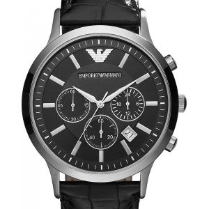 Emporio Armani Renato Mens Black Watch AR2447 Leather (archived) – One Size