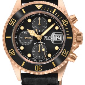 Gevril Mens Wall Side road Swiss Automated ETA 7750 Ceramic Bezel, Authentic Home made Italian Leather-based Watch – Black – One Measurement