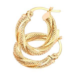 Diamant L’Eternel Womens 9ct Yellow Gold Ladies Hoop Earrings – One Size