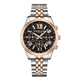 Anthony James Mens Hand Assembled Restricted Version Chrono Sports activities Two Tone – 5 Yr Guaranty – Silver & Rose Gold – One Measurement Stainless Metal – One Measurement