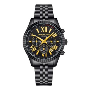 Anthony James Mens Hand Assembled Restricted Version Chrono Sports activities Black – 5 Yr Guaranty – One Dimension