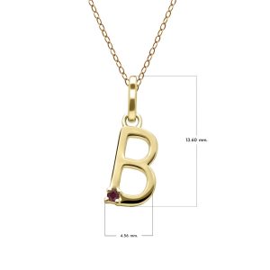 Preliminary Ruby Letter Necklace In 9ct Yellow Gold
