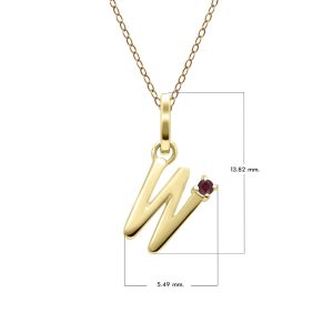 Preliminary Ruby Letter Necklace In 9ct Yellow Gold