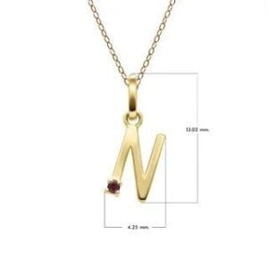 Preliminary Ruby Letter Necklace In 9ct Yellow Gold