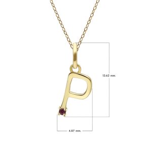 Preliminary Ruby Letter Necklace In 9ct Yellow Gold