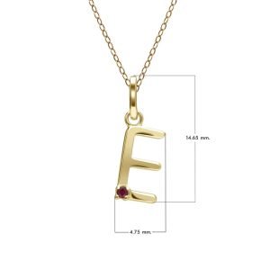 Preliminary Ruby Letter Necklace In 9ct Yellow Gold