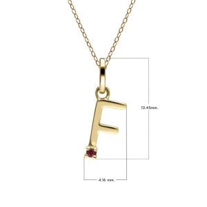 Preliminary Ruby Letter Necklace In 9ct Yellow Gold
