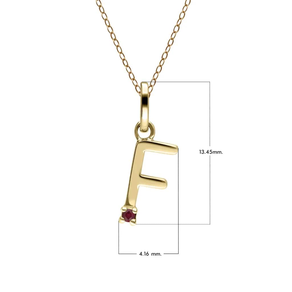 Preliminary Ruby Letter Necklace In 9ct Yellow Gold