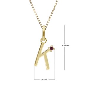 Preliminary Ruby Letter Necklace In 9ct Yellow Gold