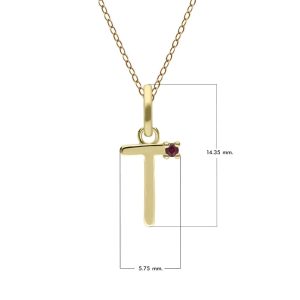Preliminary Ruby Letter Necklace In 9ct Yellow Gold