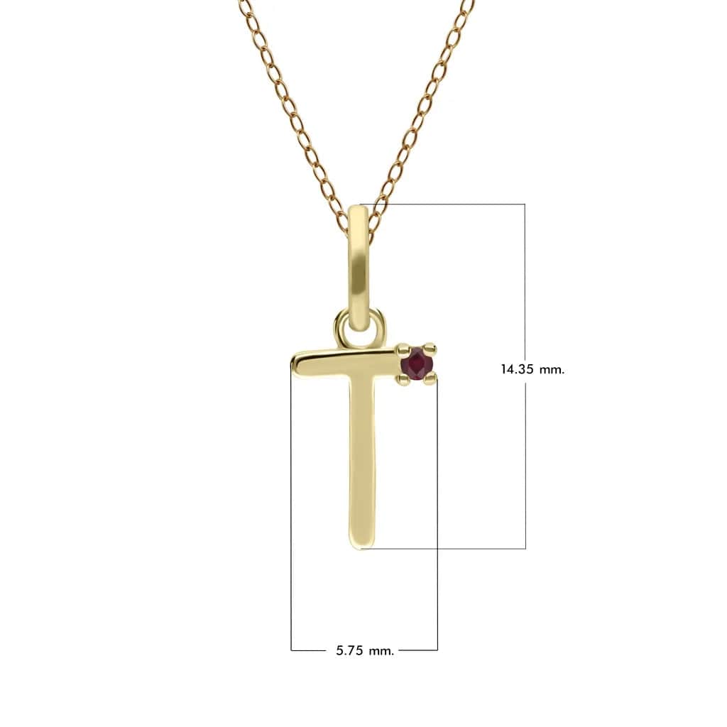 Preliminary Ruby Letter Necklace In 9ct Yellow Gold